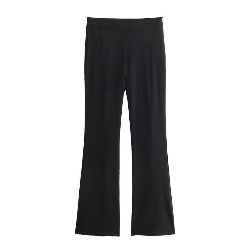Fashion Style 2024 Spring New Arrival Women's Back Cross Detail Vest High Waist Flared Pants 7102022