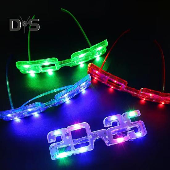 New Year Party LED Light Up Glasses 2025 Number Luminous Glasses 3 Lighting Modes Cosplay Birthday Party Photo Prop