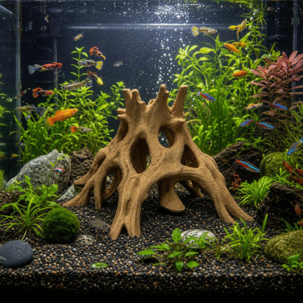 3D Printed Aquarium Fish Shelter Plastic Tree Root Caves Fish Resting Place  Terrarium Decor