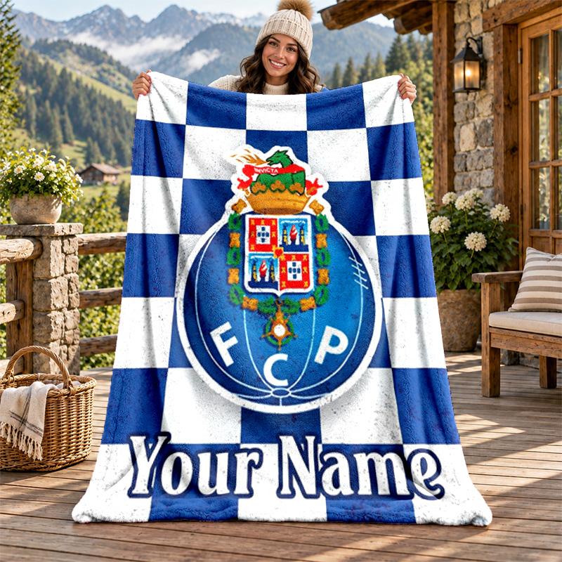 Coperta di Flanella Personalizzata FC Porto Morbida Calda Coperta Plaid in Peluche Regalo Personalizzato per Famiglia Amici