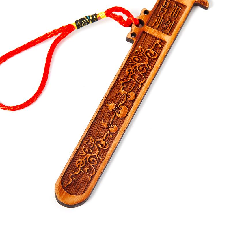 Feng Shui Tai Chi Eight Diagrams The Peach Carving Wood Sword Handicraft Home Carving Decoration Accessories Decor