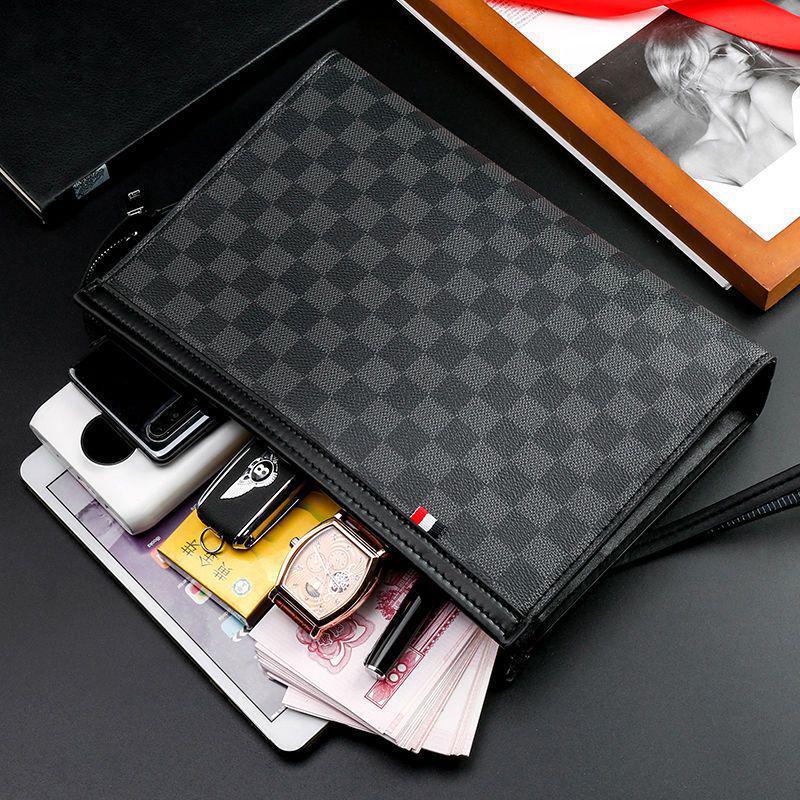 2025 Clutch de Negocios y Neceser para Hombre con Estampado de Cuadros