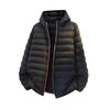 2025 Hooded Ribbed Down Jacket - 80% Down, Stand Collar, Loose Fit, Solid Color Winter Outerwear