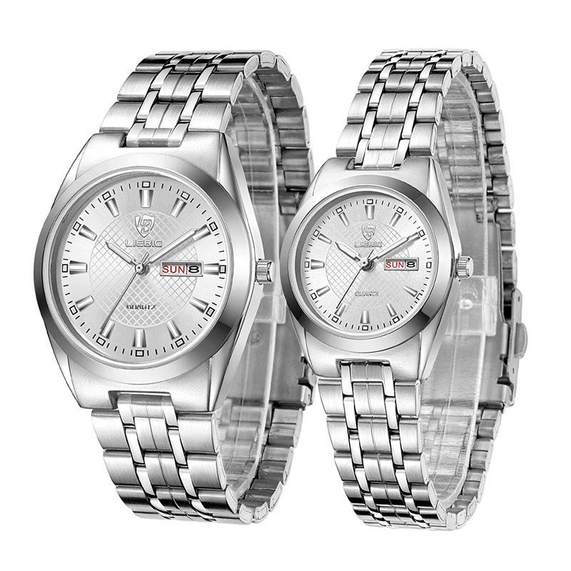 SKMEILuxury style new couple men's watch steel belt week calendar waterproof women's watch