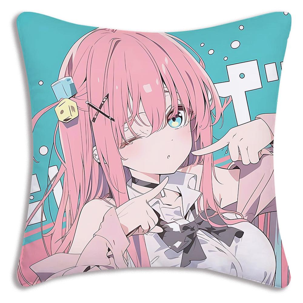 Anime B-Bocchi the Rocks Pillow Covers Cartoon Sofa Decorative Home Double-sided Printing Short Plush Cute Cushion Cover