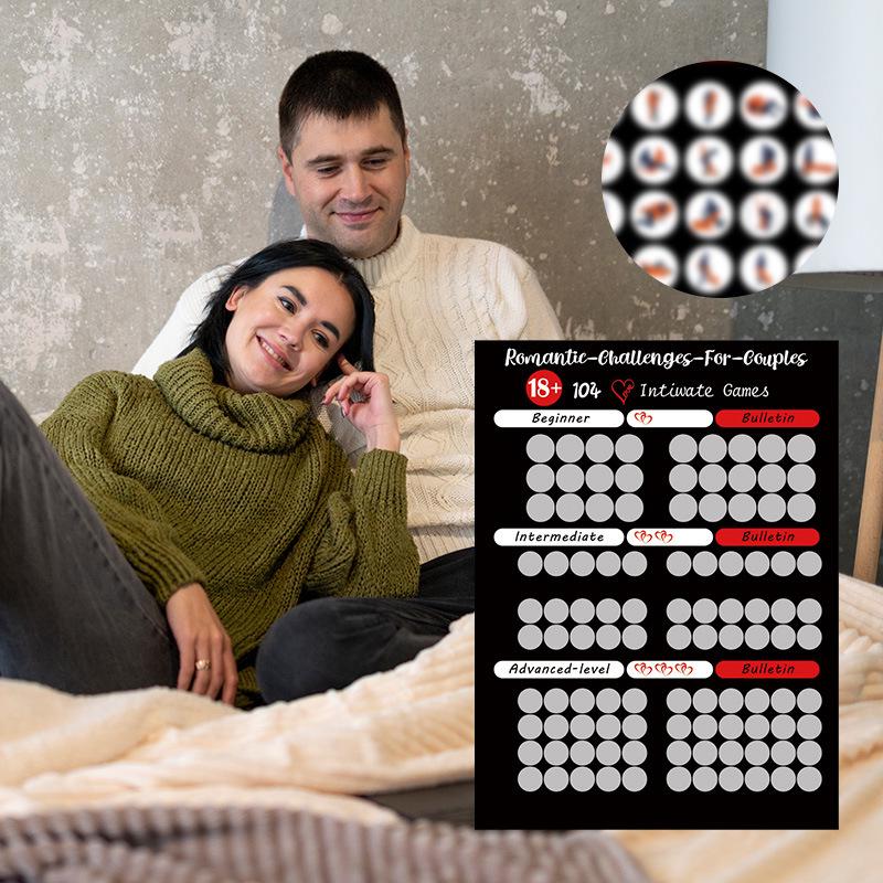 Plakat zdrapka dla kochanków z różnych krajów: Wyzwanie 100 Poz dla Par