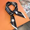 5*90Cm French Elegant Black And White Tied Handle Bag Long Small Silk Scarf Women'S Double-Sided Twill Thin Ribbon Headband