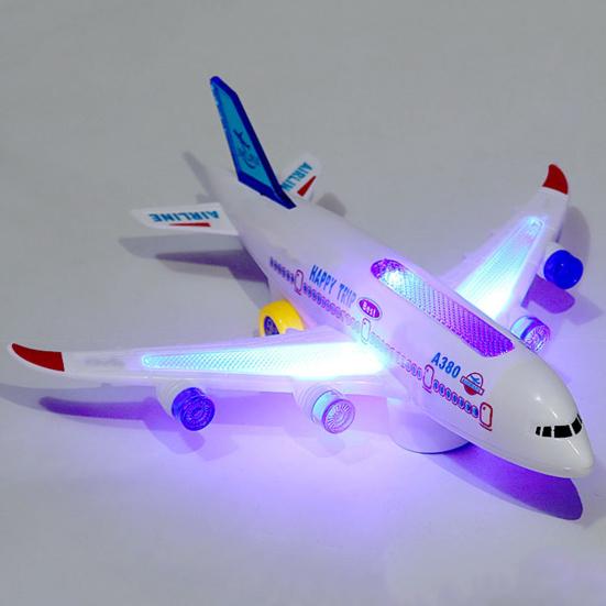 Aircraft Toy Hand-on Ability Energy-saving Kids Toy 360 Rotation Electric A380 Airplane Moving Flashing Lights Model Toy for Kids