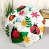 1pc Ladybug, Floral Pattern Automatic Folding Umbrella - 8-Rib Iron Frame, Windproof, Portable Sunshade with Plastic Handle for Travel & Out