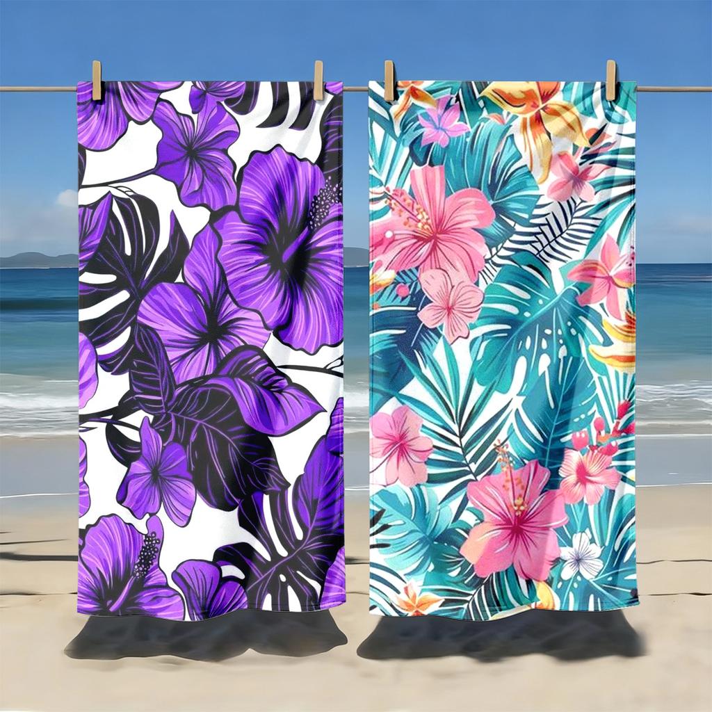 2pcs Boho Floral Leopard Print Tropical Beach Towel Beach Towels for Summer Vacation
