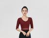 Women's V-Neck Short Sleeve Dance Outfit with Black Flared Pants