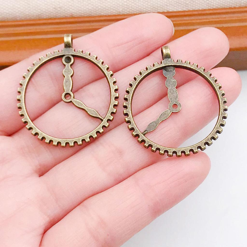 Vintage Green European Gear Pendant Clock Necklace Charm Components