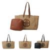 Woven Tote Bag With Contrast Color Design For Daily Casual Wear