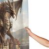 Cartoon Retro Dragon Shower Curtain Medieval Castle Shower Curtain, Fantasy Magic Dragon Retro Pattern Printed Boys Girls Teen