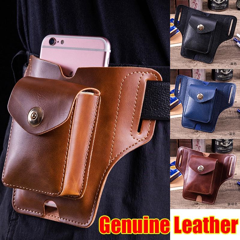 Buy 2021 Upgrade Men Genuine Leather Vintage Pack Waist Bag Phone Holster Travel Hiking Mobile