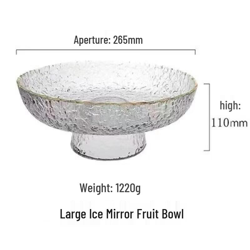 Kaiye Creative Hammered Glass Serving Plate with Gold Rim