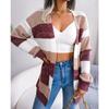 Vintage Stripe Knitted Cardigan Women Long Sleeve Open Stitch Loose Sweaters Coat Casual Pull Femme Loose Elegant Knitwear 28204