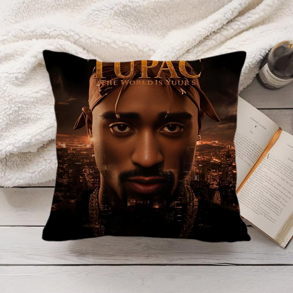 Cool T-Tupac 2Pac S-Shakur Cushion Cover Silky Short Plush Invisible Zipper Dustproof Sofa Pillow Case For Home Decor