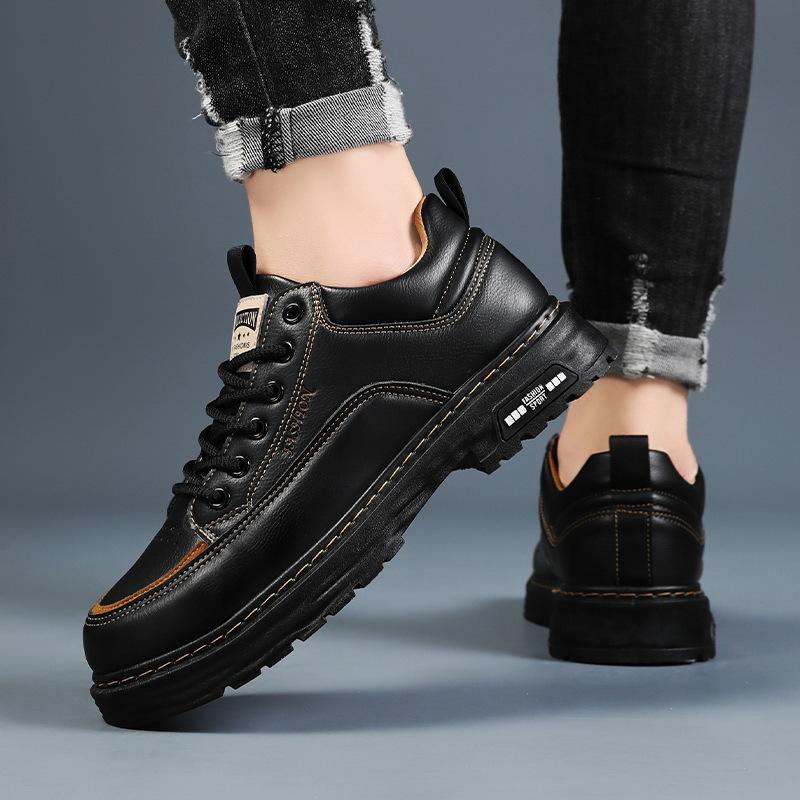 Men's Shoes New Autumn Board Shoes Men's Casual Leather Shoes Trendy Versatile Sports Shoes Non-slip and Wear-resistant Work Shoes