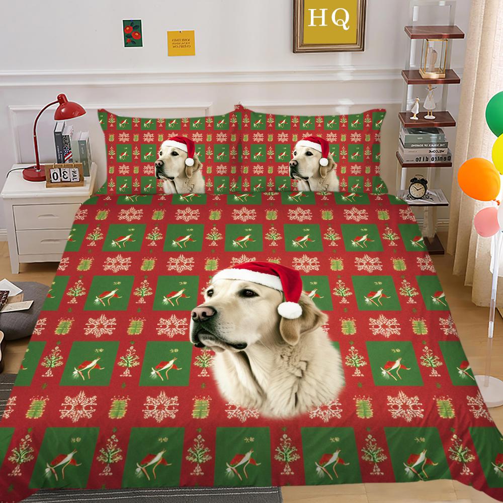 Kemila 3D Cartoon Christmas Bedding Set Duvet Cover Pillowcases Pet Cat Dog Polyester Quilt Cover Gift For Girls Twin Queen King Home Decor