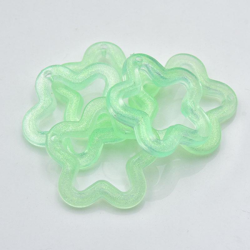 Luminous Glitter Five-Point Star  Plum Blossom Acrylic Earrings Keychain Pendant