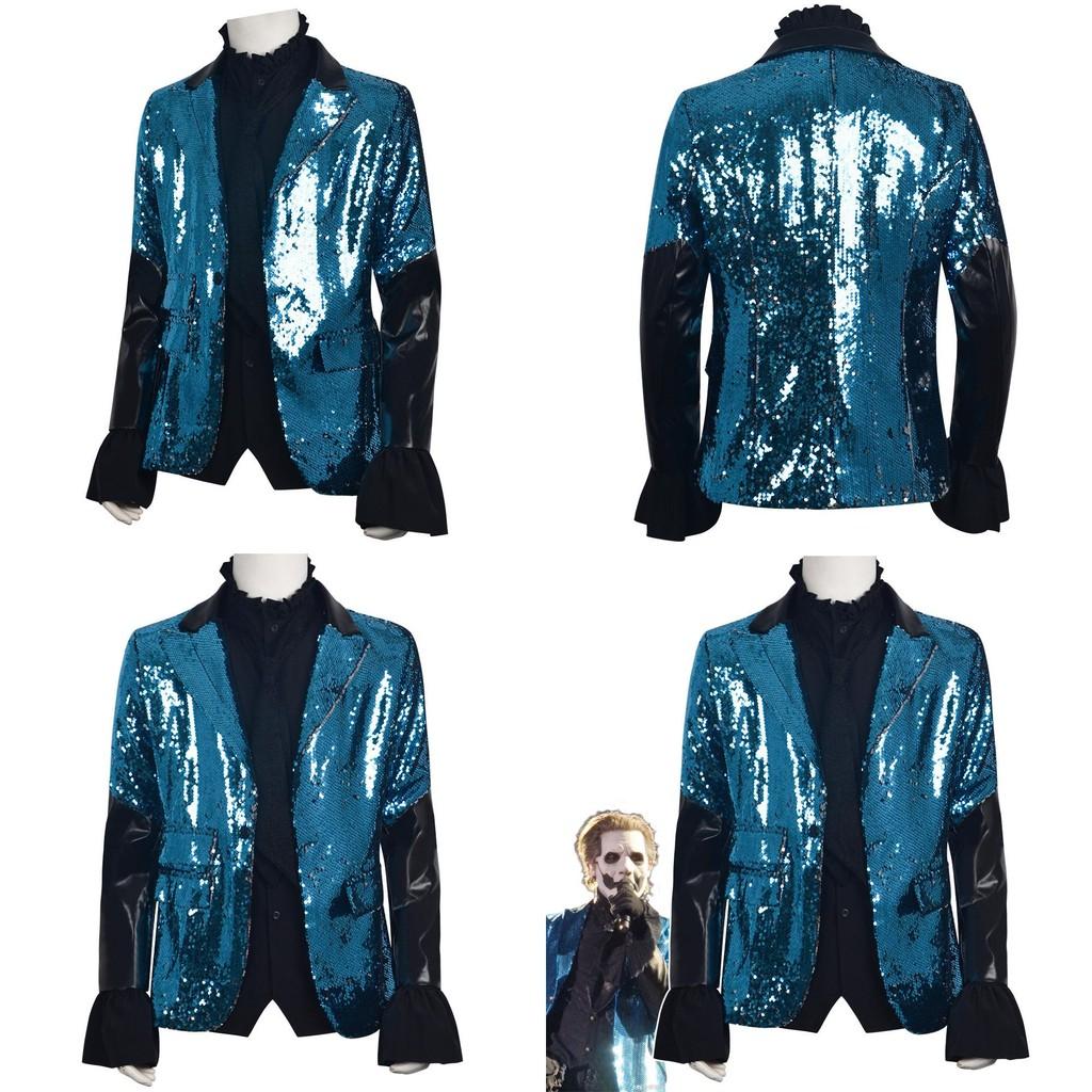 Cosplay kostým skupiny Ghosts pro muže s flitrovaným oblekem na Halloweenskou párty a vystoupení