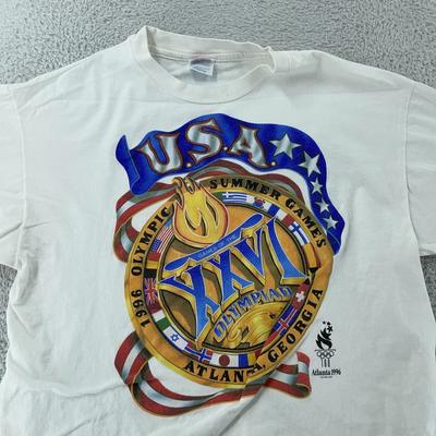 Vintage 1996 Olympics Atlanta Team USA Shirt Mens XL White XXVI Olympiad Tee 90s