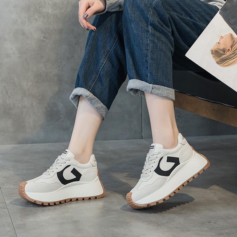 European Station Platform Forrest Gump Shoes Women's  New Breathable Inner Height Increase Sports and Leisure Shoes