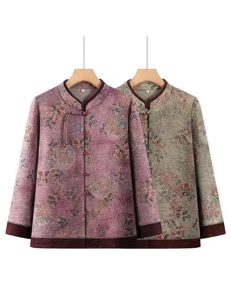 

2025 Autumn Cardigan Jacket for Women Aged 60-80: Casual Long-Sleeved Shirt for Middle-Aged & Elderly. 4XL (135-145 cm) фіолетовий