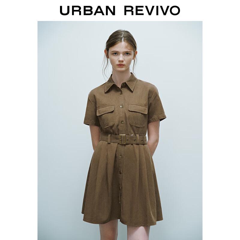 UR 2025 Spring Retro Arden Style Belted Short Dress XS