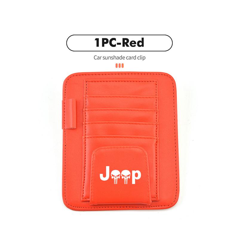 Car Sunvisor Storage Clip Multi-Pocket Card Ticket Clip Organizer Interior Accessories For Jeep JK JL JKU TJ YJ CJ Wrangler AMY1