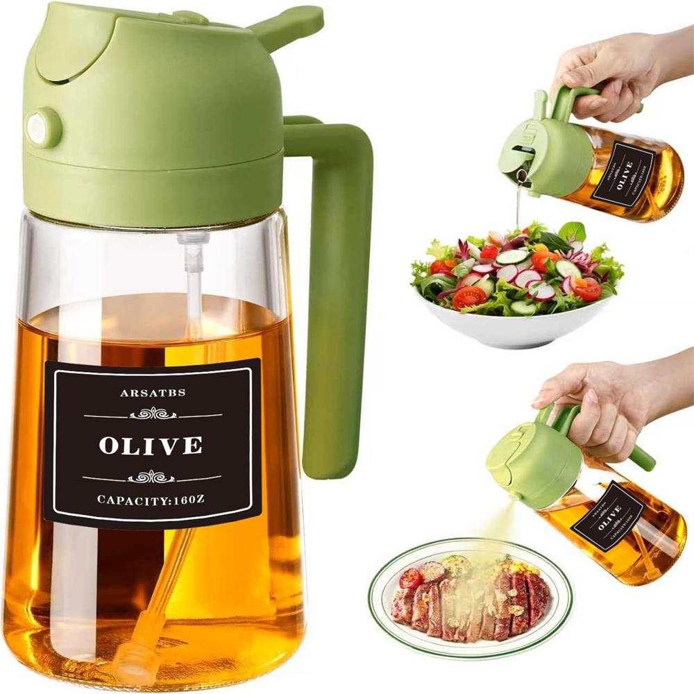 16oz/470ml Olive Oil Dispenser Bottle for Kitchen with Stickers,Gadgets and Air Fryer Accessories,Olive Oil Sprayer for Cooking