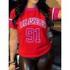 Fashion Casual Women's Sports Jersey Los Angeles NO.91 Print Short Sleeve T-Shirt Summer Graphic Tee Plus Size Sport T-Shirt