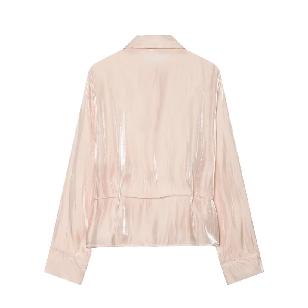 European and American Style New Women's Clothing, Metallic Effect with Belt Shirt 4387/801/537