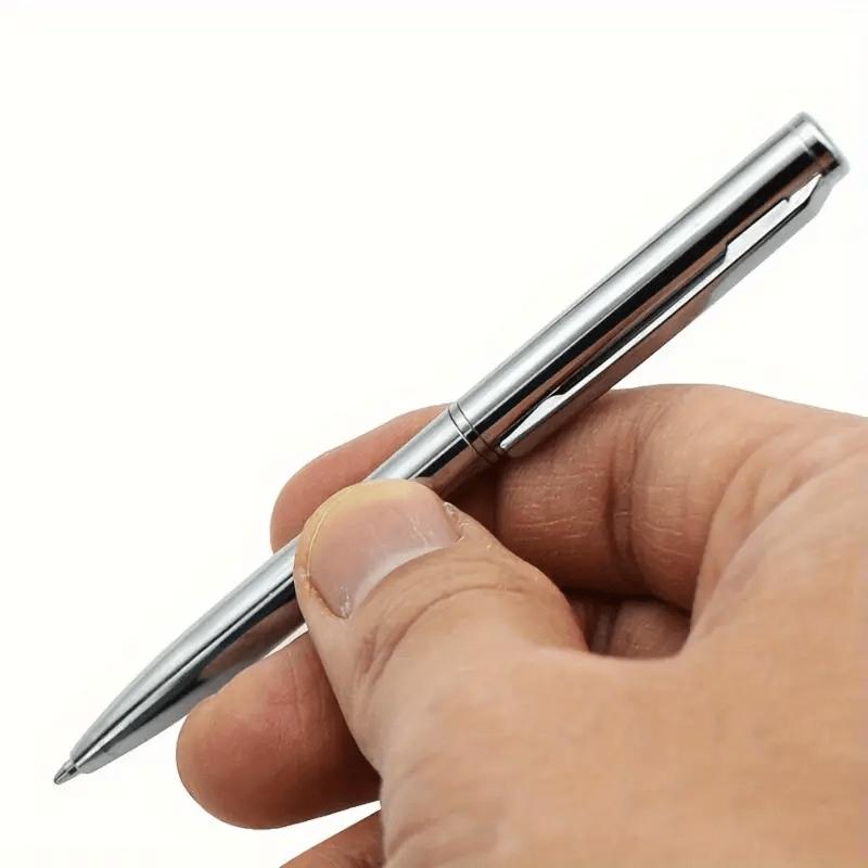 4pcs Fashion Silvery Ballpoint Pen, Mini Pocket Pen Set,Medium Tip,Rotatable Design-School Stationery,Cute Office Supplies