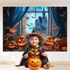 Halloween Backdrop for Photography Fall Pumpkin Party Backgrounds Autumn Leaf Bat Home Window Castle Decorations Banner