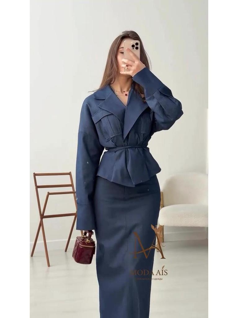 Elegant Long Sleeve Skirt Set: European & American Autumn Fashion 2025
