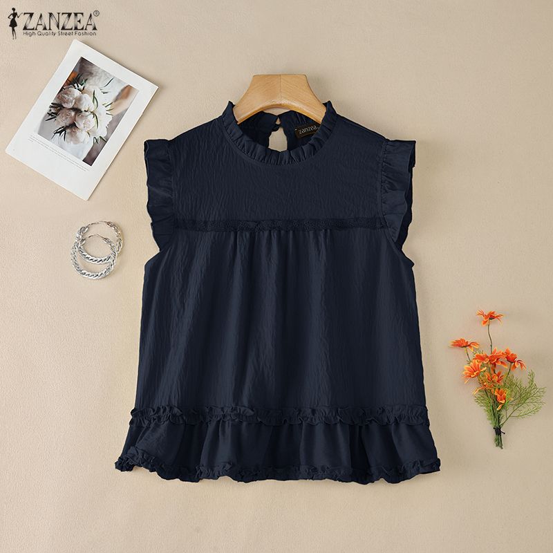 ZANZEA Women Summer Casual Round Neck Sleeveless Tank Tops