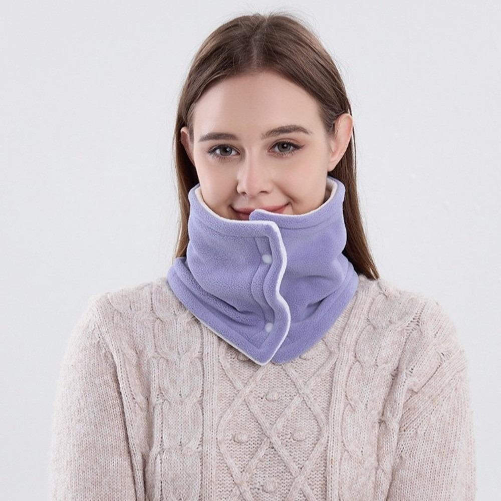Double-sided Winter Knitted Scarf Solid Color Warm Neck Warmer Fashion Fleece Muffler  Women