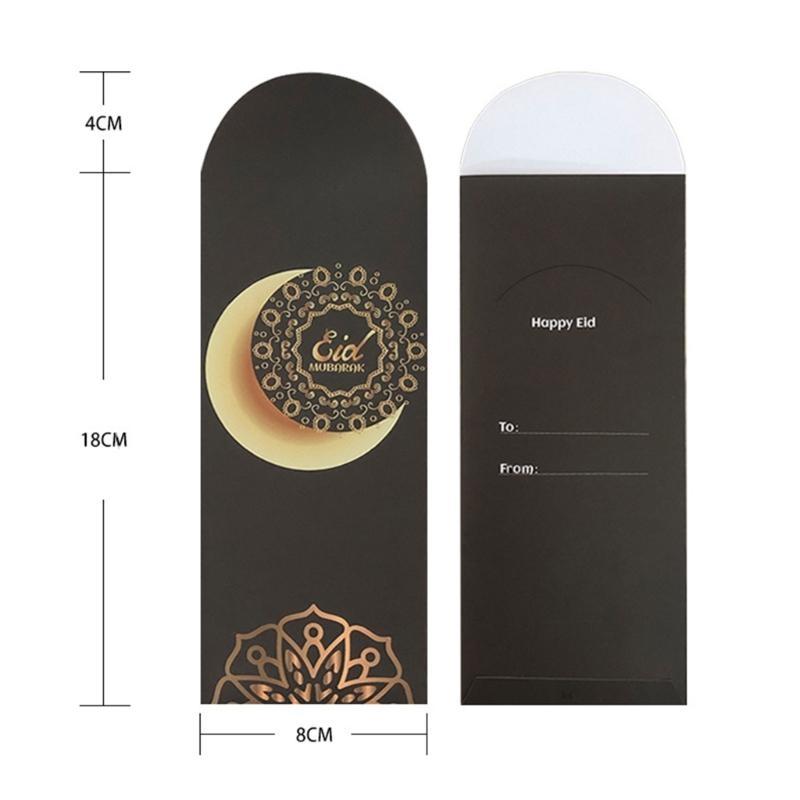 652F Ramadan Gift Card Holders Lucky Moon Green Red Bag Eid Envelope Blessing Lucky