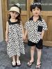 2025 Summer Sibling Outfits: Korean-Style Loose Sling Dress & Shorts Set for Boys and Girls