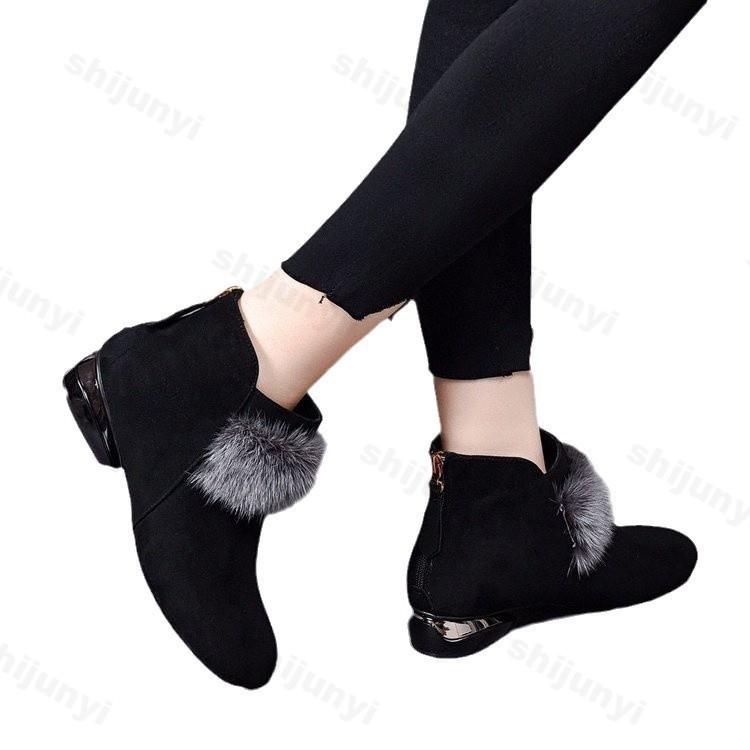 Damesko Mote Vinter Ankelstøvletter Mote Fluffy Varme Vanntette Snøstøvler for Kvinner Komfort Ankelstøvletter Zapatillas Mujer