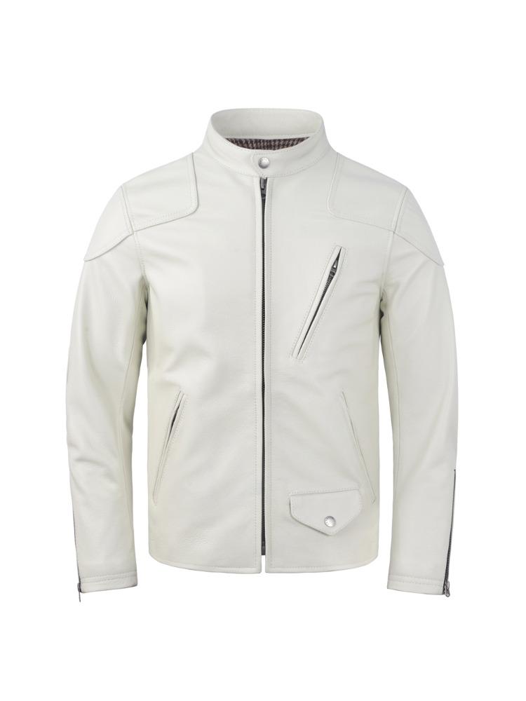 White Genuine Cow Men Leather Jacket Slim Fit Short Men s Cowhide Coat Spring Autumn S белый