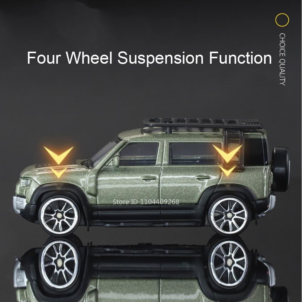 1:64 Land Rover Defender 110 Car Model Toy Alloy Diecast Shock Absorption Miniature Vehicles Models Boy Gifts Collection