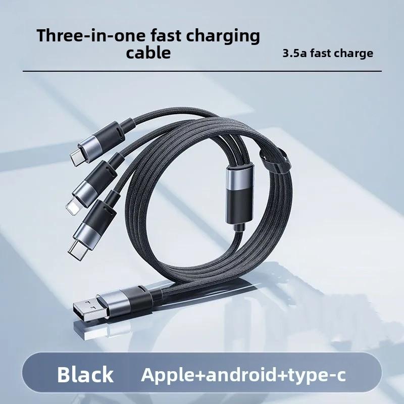 Super Fast Charging 100w Data Cable With One To Three Splitter For Android And Apple Devices