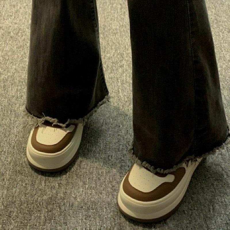 Fashion 2024 New Women Casual Shoes Lovers Leather Dad Platform Chunky Sneakers Flat Thick Sole Tennis Shoes White Basket Walking Shoes