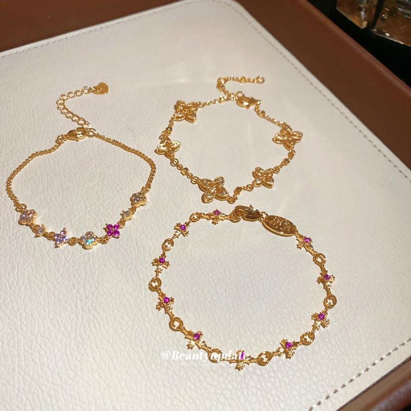 Dopamine color zircon flower bracelet Korean ins style fashion exquisite bracelet light luxury high-end versatile jewelry