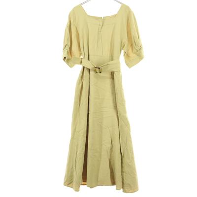 Schönheitsprodukte FREE'S MART Kurzarm Langes Kleid F Beige Gürtel Reißverschluss Damen Gebraucht