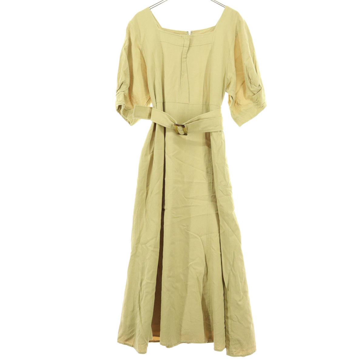 

Косметика FREE S MART Короткий рукав Длинное платье F Бежевый Пояс На молнии Женщины Б/у