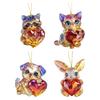 Valentine's Day Cartoon Animal Ornament Cute Cat Dog Rabbit Holding Heart Keychain